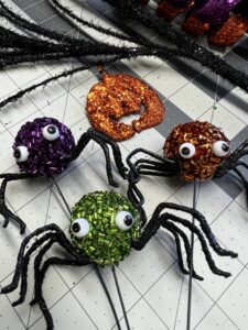 halloween spiders and pumpkin picks from our fall wreath making guide